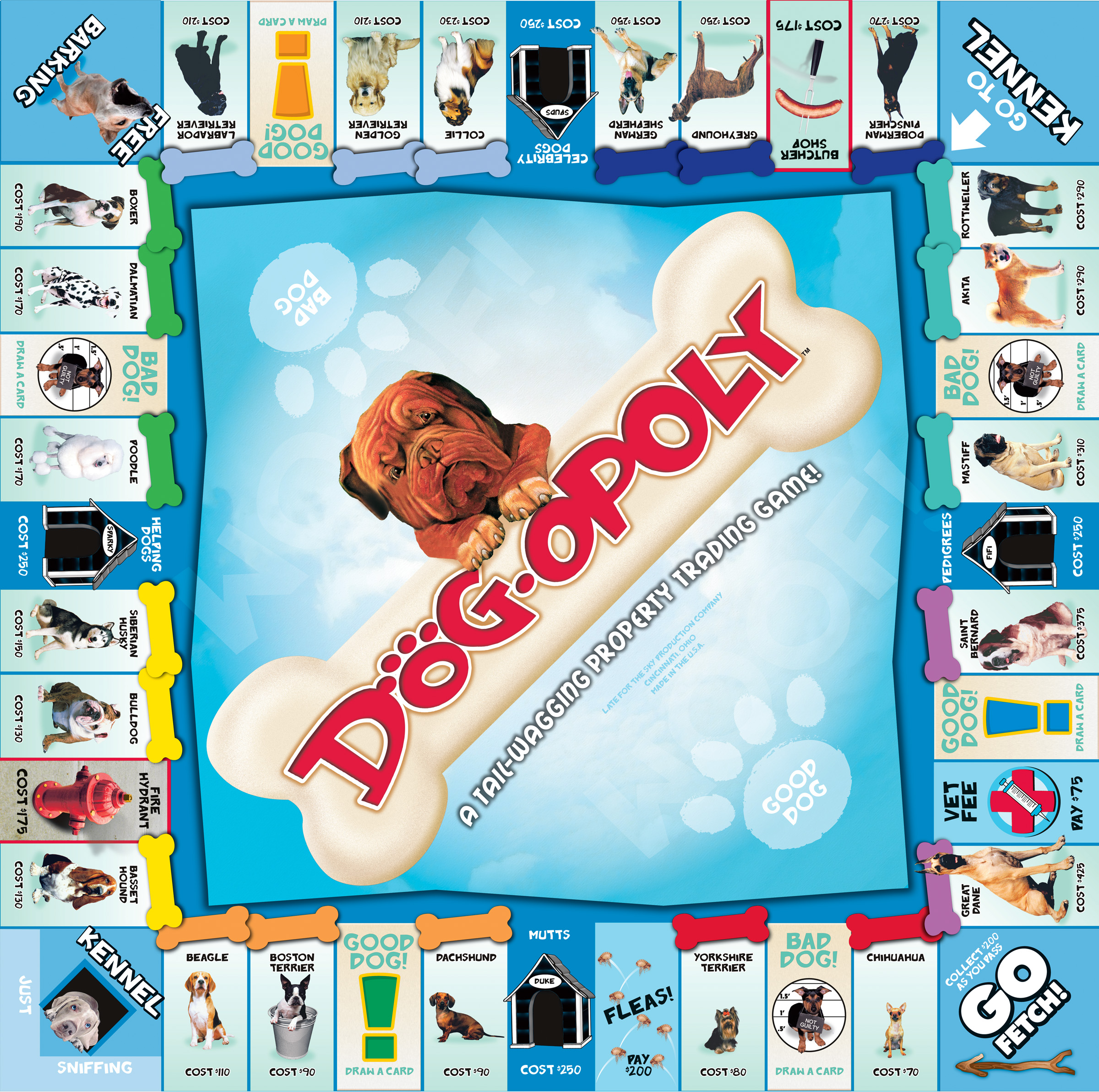 dogs Pugopoly board Game